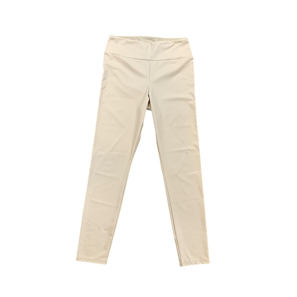 Calzedonia Leggings Womens S Small Cream Faux Leather High Waisted Crop Pull On